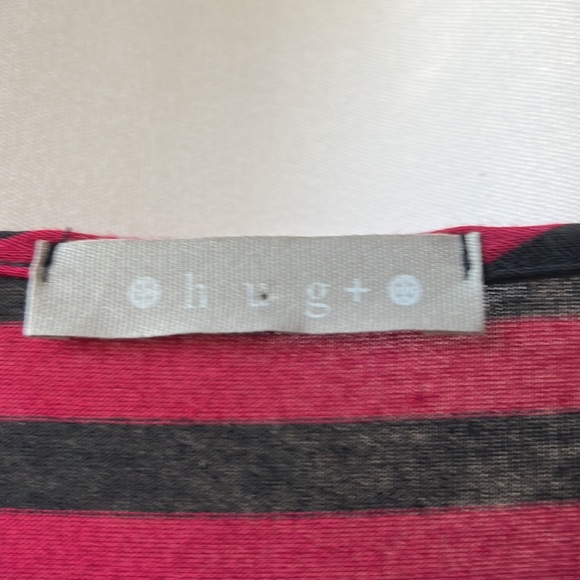 HLG plus black and purple stripe jersey material top. - Picture 2 of 5